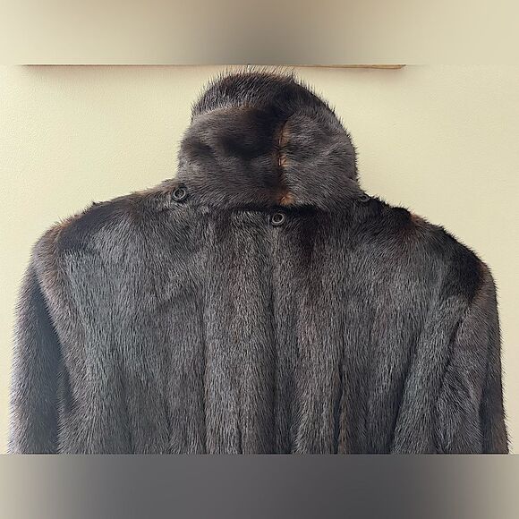 Vintage Furs by Albe Mahogany Mink Removable Hood Fur Coat Jacket Size L / XL - Picture 9 of 12
